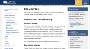 Free Beekeeping Course BC 2022