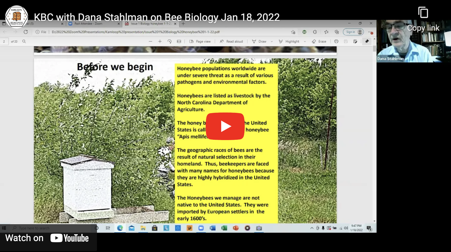 KBC GM Jan 18 2022 Kamloops Beekeepers